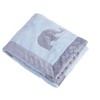 Bacati - Elephants Light Blue with Grey Border Embroidered Blanket - 2 of 4