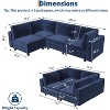 Acekool 134" Modular Sectional Sofa, 4-Seat L-Shaped Velvet Couch with High-Density Cushions, Upholstered Cloud Sofa,Blue - 2 of 4