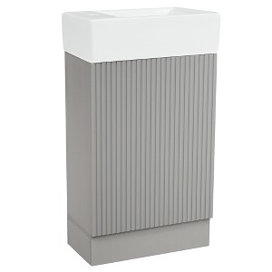 COWLOWN 18.6" Bathroom Vanity with Sink, Bathroom Vanity Cabinet with Two-tier Shelf, Left or Right Orientation, Black - 1 of 4