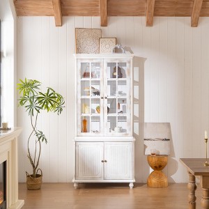 NicBex Vintage Tall Bookshelves Pantry Cabinet with Glass Doors & Adjustable Shelves,Display Buffet Cabinet for Hallways,Living Room,Kitchen - 1 of 4