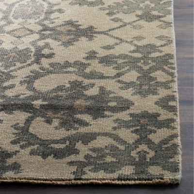 Ivory and Gray Hand-Knotted Wool 6' x 9' Area Rug