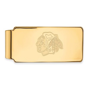 Black Bow Jewelry 14k Yellow Gold Plated Sterling Silver Chicago Blackhawks NHL Money Clip - 1 of 3