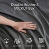 Set of 3 Dark Grey Duvet Cover Set, Full Size, Soft Brushed Microfiber, 80x90in, 2 Pillow Shams, Button Closure - 4 of 4