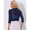 INSPIRE CHIC Women's 3/4 Sleeve Open Front Mesh Sheer Chiffon Bolero Shrug - 3 of 4