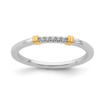 Black Bow Jewelry 1.5mm 14k White & Yellow Gold .04 Ctw Diamond Stackable Band