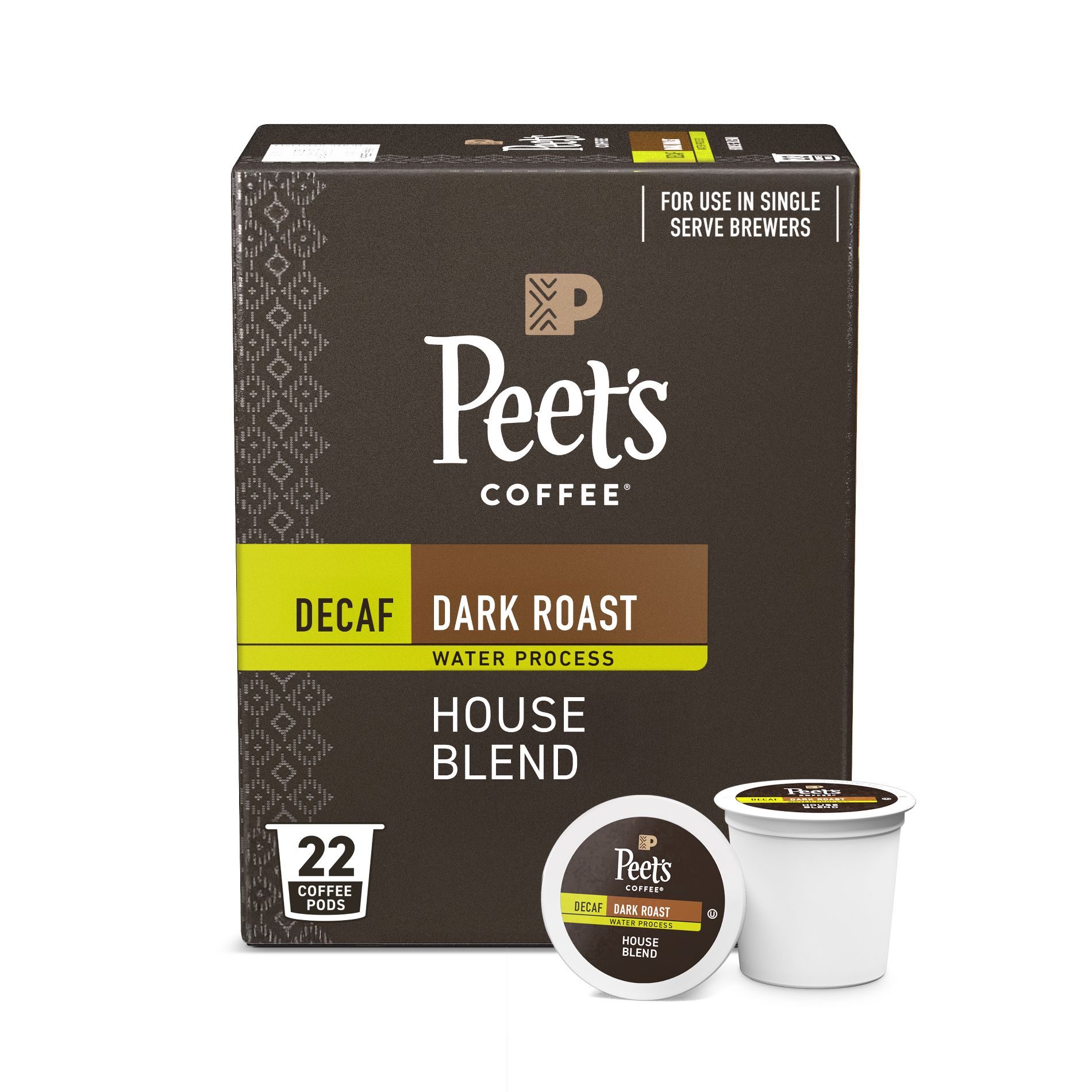 Peet's Coffee House Dark Roast Single Serve Coffee Pods - Decaf - 22ct