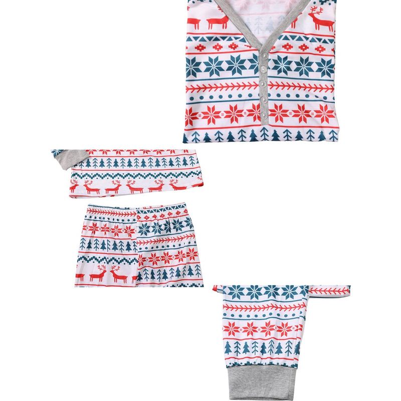 cheibear Christmas Sleepwear Long Sleeve Tee with Pants Loungewear Family Pajama Sets, 4 of 5