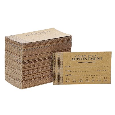 200 Count Appointment Reminder Cards for Business Grooming Salon Dental Office, Kraft, 3.5 x 2"