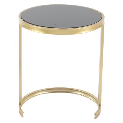 Elegant Gold Metal and Mirrored Glass Round Nesting Tables, Set of 3