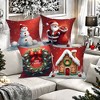 Lomsoe 4pcs Christmas Home Supplies, Bedding, Home Decor, Snowman, Santa Claus, Wreath, and Gingerbread House Printed Pillow Covers for Holiday Season - 3 of 4