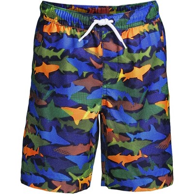 Lands' End Boys Husky Printed Swim Trunks - Large Husky - Navy Multi ...