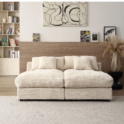 CAVINAS 55" Modern Luxury Sofa Couch, Corduroy Upholstery Sleeper Sofa Bed, for Living Room