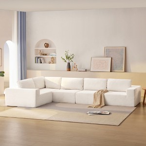147" Oversized Modular L-Shaped Sectional Sofa, No Assembly Required, Terrycloth Upholstery 5-Piece Free Combination Couch - 1 of 4