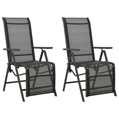 vidaXL Reclining Patio Chairs 2pcs Textilene and Aluminum Black