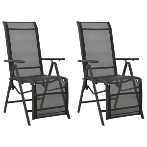 vidaXL Reclining Patio Chairs 2pcs Textilene and Aluminum Black - 1 of 4