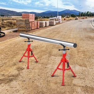 V-Head Pipe Stand - 2500 Lbs Capacity | Fits 1/2" to 12" Pipes, 20"-37" Adjustable Height, Heavy-Duty Folding Design - 1 of 4