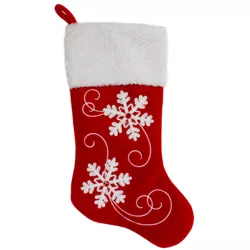 Northlight 20.5-Inch Red and White Velvet With White Snowflake Christmas Stocking