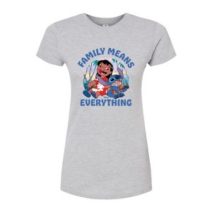 Women's - Lilo and Stitch - Family Means Everything Fitted Graphic T-Shirt - 1 of 3
