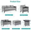 Sonkuki 7 Pieces Patio Sofa with Square Fire Pit Table and Ottomans, Wicker Conversation Couch, Sand Cushion - 3 of 4
