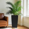 Gulches 2-Pack 22" High Faux Rattan Square Planter Black Self-Watering Flower Pots for Indoor Outdoor, Porch Patio Backyard - 4 of 4