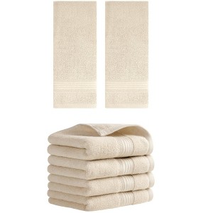 REGALWOVEN Solid Striped Cotton Soft Absorbent Hand Towels for Bath Hotel Spa 13" x 29" - 1 of 4