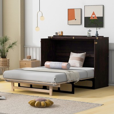 Whisen Stylish Design Queen Size Murphy Bed, Folded into a Cabinet with Large Drawers