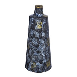 HomeRoots 14" Blue And Gold Abstract Bud Glass Table Vase - 1 of 4