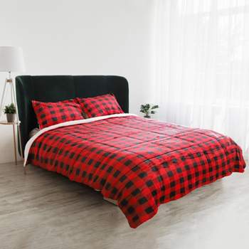 Catalonia Queen&King Size Fleece Comforter Set, Ultra-soft Reversible Fluffy Micromink Bedding Set-3 Pieces, 1 Comforter and 2 Pillow Shams