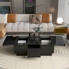 Coffee Table with 2 large Hidden Storage Compartment,with 2 Drawers, High-gloss Center Table with Sliding Top,abstract,black,35.4in,2.95ft - 2 of 4