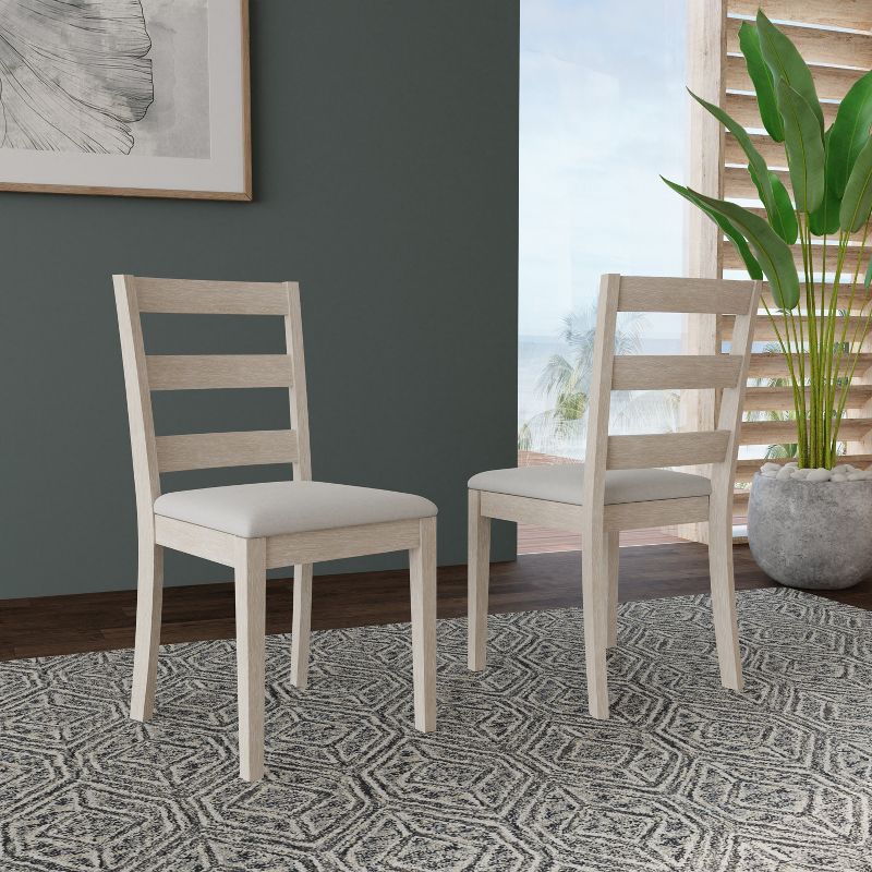 Set of 2 Spencer Wood Ladder Back Dining Chairs White Wire Brush - Hillsdale Furniture, 3 of 13