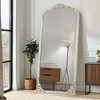 PexFix 28 in. W x 67 in. H Rustic Arched Solid Wood Framed DIY Carved Full Length Mirror in Weathered White - 2 of 4