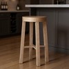 HomeRoots 30" Natural Solid Wood Backless Bar Height Bar Chair - 2 of 4