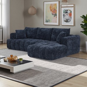 108.3" Chenille Tufted L-Shaped Modular Sectional Sofa with Right Chaise - 1 of 4