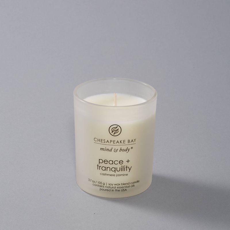Frosted Glass Peace + Tranquility Lidded Jar Candle White - Mind & Body by Chesapeake Bay Candle, 4 of 14