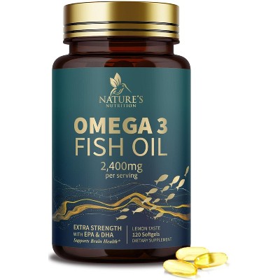 Omega 3 Fish Oil Capsules 3x Strength 2400mg EPA & DHA, Highest Potency - 120 Softgels