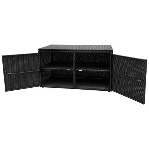 WELLFOR 88gal Outdoor Patio Garden Rattan Storage Box Black - 1 of 4