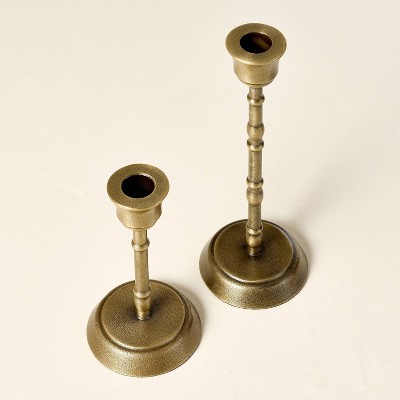 Antique Brass Taper Candlesticks Set of 2