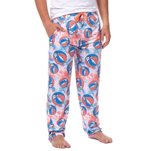 Grateful Dead Men's Allover Steal Your Face Logo Tie Dye Adult Pajama Pants  (SM) Multicolored