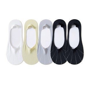 Anna-Kaci 5 Pairs Women Low Cut No Show Socks Breathable Stretch Knit Liner Design Anti-Slip Heel Grip for Flats and Loafers - 1 of 4