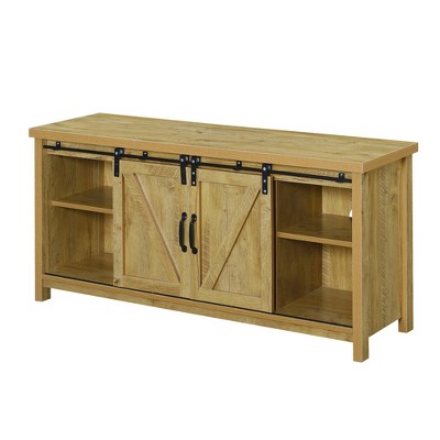 Blake Barn Door TV Stand for TVs up to 55" with Shelves and Sliding Cabinets English Oak - Breighton Home