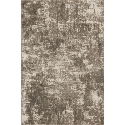 Beige Abstract Synthetic 2' x 7' Area Rug