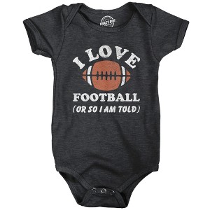 I Love Football Or So Im Told Baby Bodysuit Funny Sarcastic Graphic Novelty Jumper For Infants - Crazy Dog Baby Bodysuit - 1 of 4