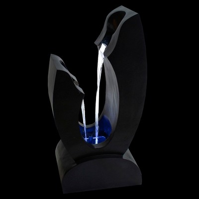 Black Resin Lighted Outdoor Garden Water Fountain, 31.5"