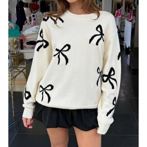 Women's Je Taime Bow Sweater - Aaron & Amber - 1 of 3