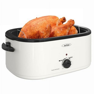 Heynemo Electric Turkey Roaster Oven with Visible Glass Lid, with Removable Pan & Rack, Stainless Steel