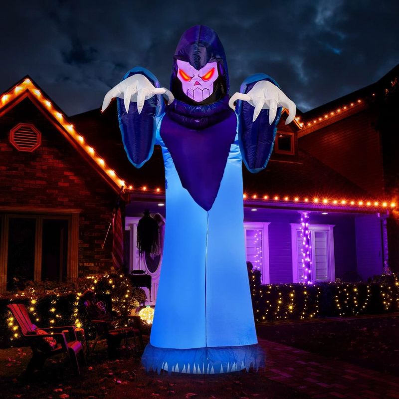 Joiedomi 8 FT Halloween Inflatable Giant Warlock with Build-in LEDs for Halloween Party Indoor, Outdoor, Yard, Garden, Lawn Decorations, 1 of 9