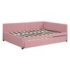 TIRAMISUBEST Full Size Upholstered Daybed with Trundle, Linen Frabric Daybed Frame Sofa Bed with L-Shaped Headboard and Slats Support - 4 of 4
