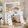Vanity Desk with Lights, White Makeup Vanity with Power Strip, Dressing Table Set with 11 Drawers, Vanity Mirror 3 Lighting Color Adjustable - 4 of 4