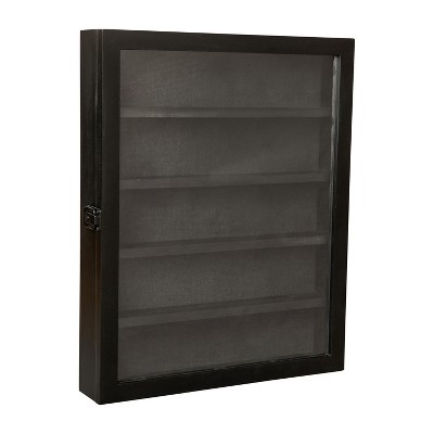 Emma and Oliver Solid Pine Medals Display Case with Channel Grooved Removable Shelves