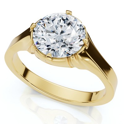 Pompeii3 Men's 1 1/2Ct Round Diamond Signet Ring 14k Gold or Platinum Lab Created